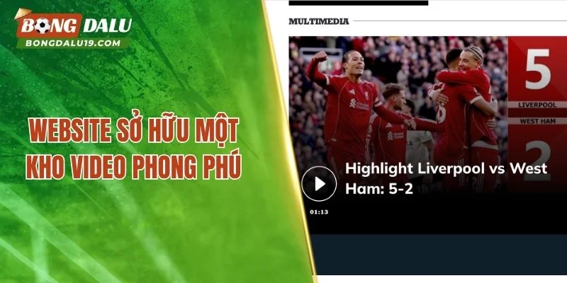 Website sở hữu một kho video phong phú